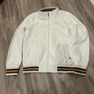 Men's White Jacket with Striped Accents